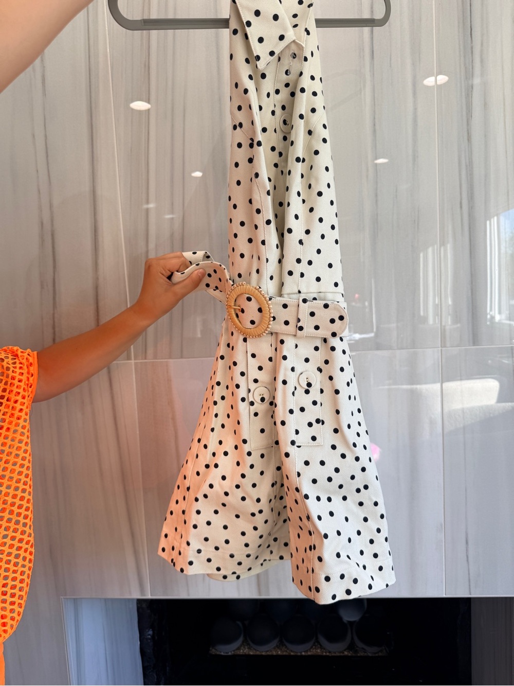 Cara Cara Black Polka Dot Mini Dress on Cream